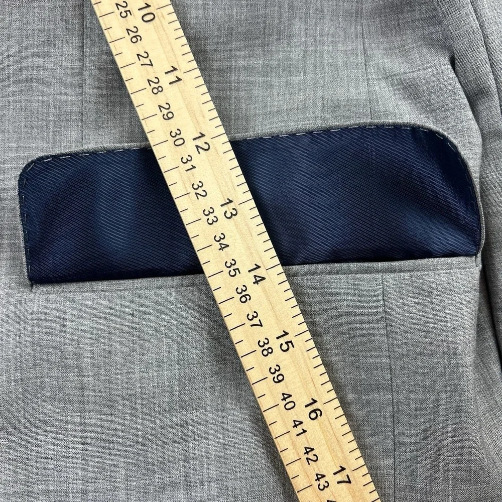 Jack Victor Elite Gray 100%‎ Wool Blazer Vitale Barberis Canonico Super 120s 44R